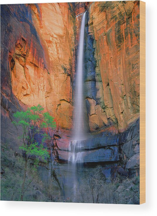 Western Landscape Wood Print featuring the photograph Sinawava Falls #1 by Frank Houck