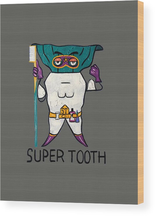 Super Tooth Wood Print featuring the painting Super Tooth by Anthony Falbo