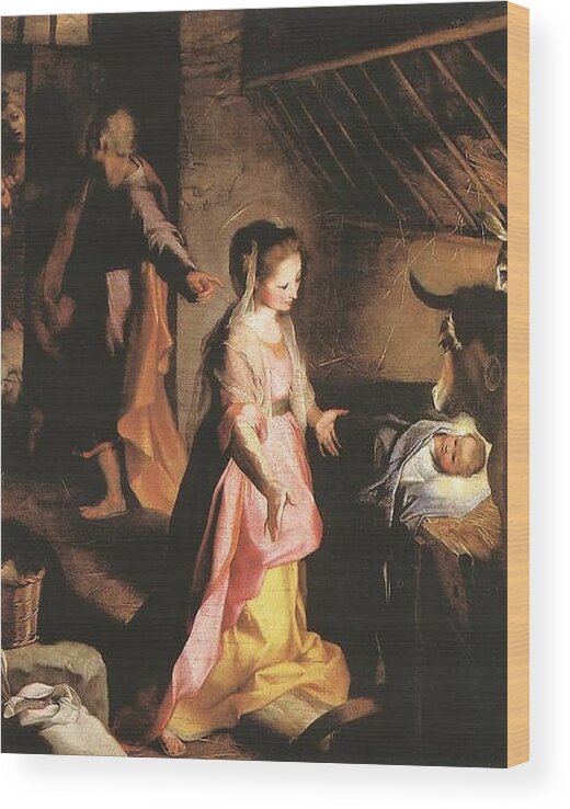 Nativity Wood Print featuring the painting The Nativity by Federico Barocci