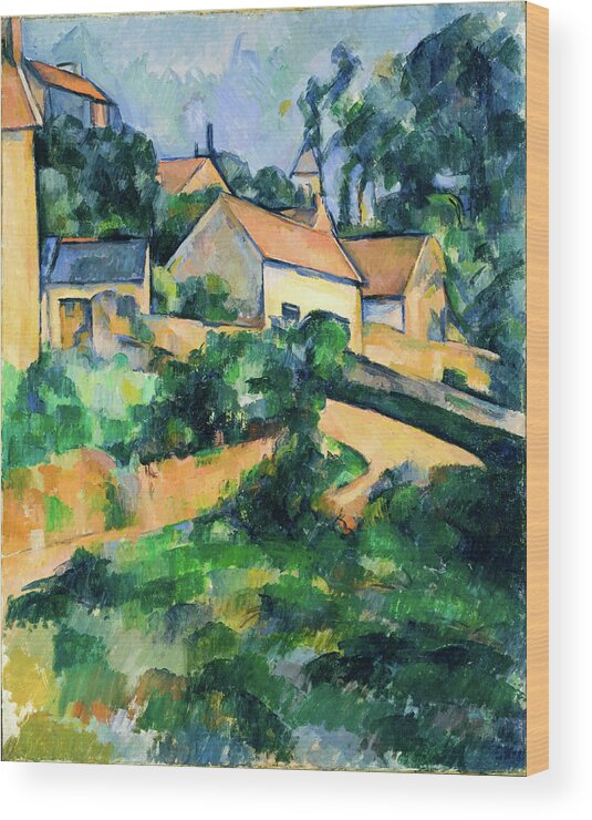 Paul Cezanne Wood Print featuring the painting Turning Road at Montgeroult #3 by Paul Cezanne