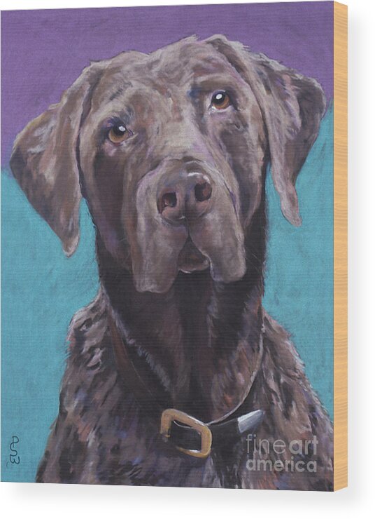 Pet Portrait Commissions Wood Print featuring the pastel Max by Pat Saunders-White