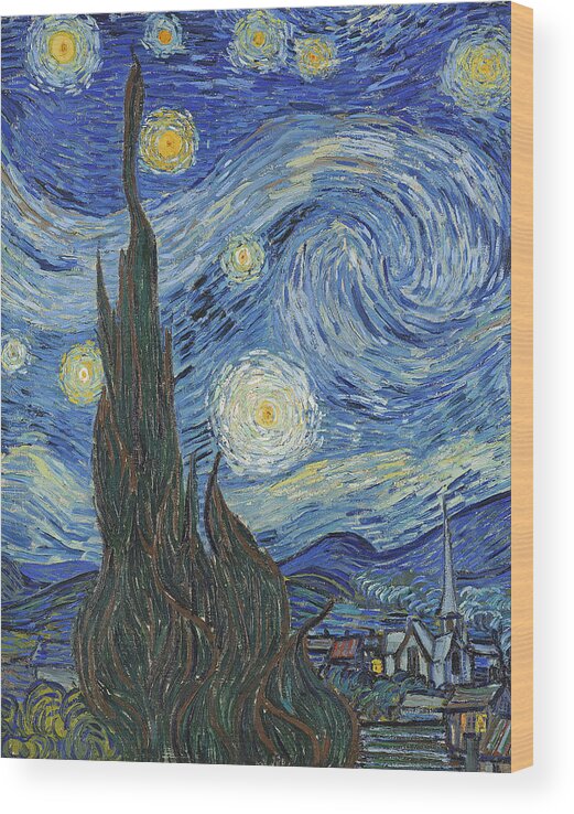 Starry Night Wood Print featuring the painting The Starry Night by Vincent Van Gogh