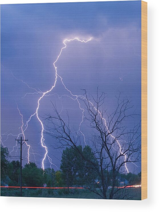 Lightning Wood Print featuring the photograph 17th Street Lightning Strike Fine Art Photo by James BO Insogna