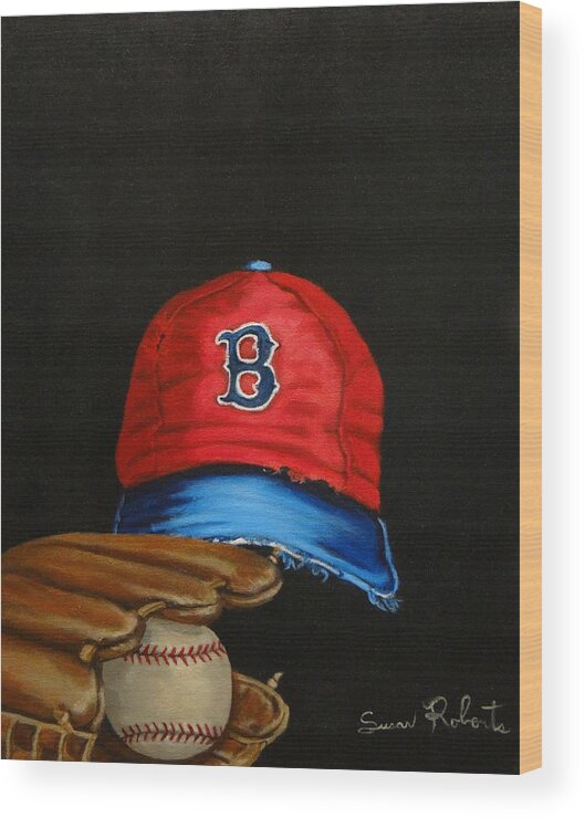 1975 Red Sox Wood Print featuring the painting 1975 Red Sox by Susan Roberts