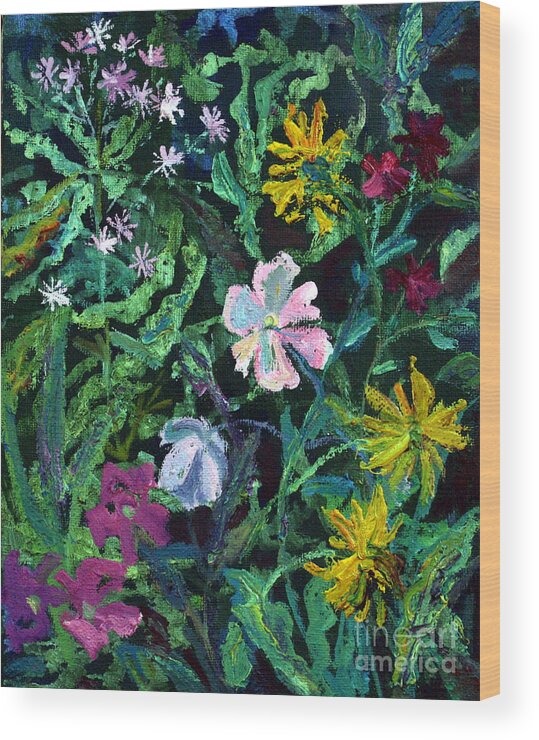 Flowers Wood Print featuring the painting Anemones #2 by Katia Weyher