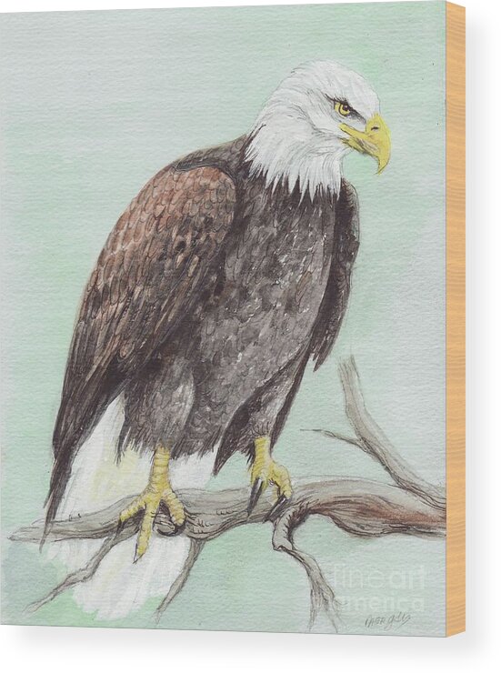 America Wood Print featuring the painting Bald Eagle by Morgan Fitzsimons