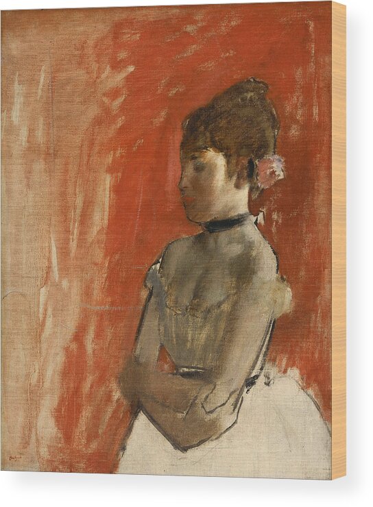 Edgar Degas Wood Print featuring the painting Ballet Dancer With Arms Crossed #2 by Edgar Degas