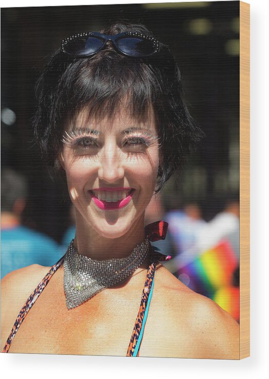 Gay Pride 2017 Nyc Wood Print featuring the photograph Gay Pride 2017 NYC Female Marcher #2 by Robert Ullmann