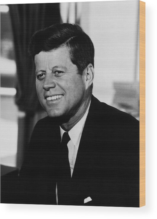 Jfk Wood Print featuring the photograph President Kennedy by War Is Hell Store
