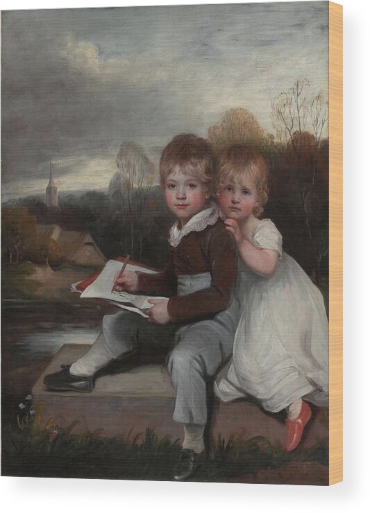 John Hoppner Wood Print featuring the painting The Bowden Children #2 by John Hoppner