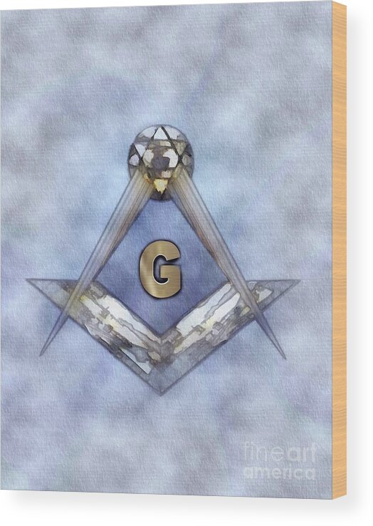 Symbol Wood Print featuring the painting Freemason, Mason, Masonic, Lodge, Symbol #3 by Esoterica Art Agency