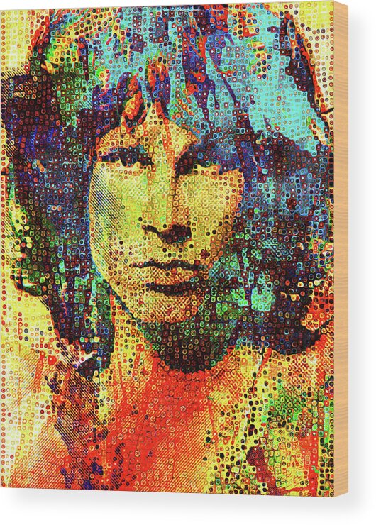 Portrait Wood Print featuring the painting Jim Morrison #2 by Gary Grayson