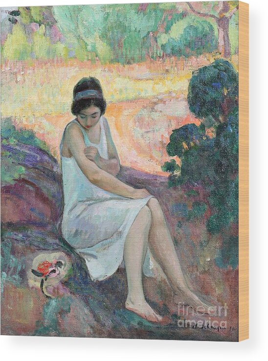 Henri Lebasque Wood Print featuring the painting Portrait of a lady by MotionAge Designs