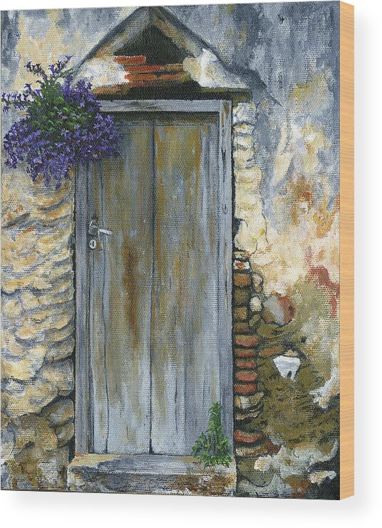 Doors Wood Print featuring the painting 3 Septemvriou Street by Carol McCarty