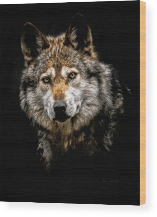 Wolf Wood Print featuring the digital art The Wolf #3 by Ernest Echols