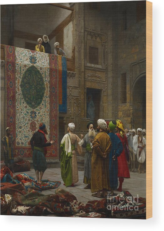 Jean-leon Gerome Wood Print featuring the painting The Carpet Merchant by Celestial Images