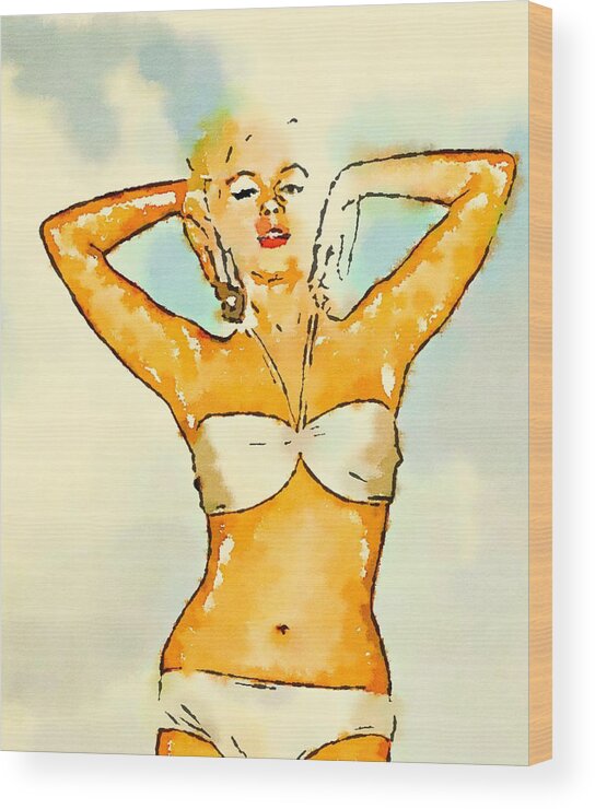 Marilyn Pinup by Frank Falcon Wood Print by Esoterica Art Agency - Fine Art  America