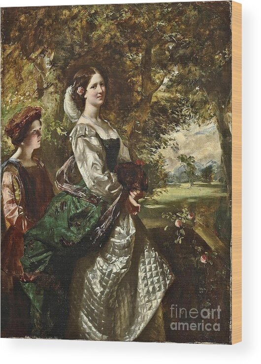 Thomas Faed Wood Print featuring the painting A Lady of High Degree by MotionAge Designs