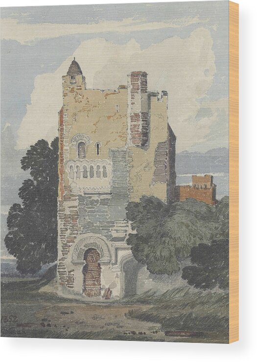 John Sell Cotman Wood Print featuring the painting A Norman Tower by John Sell Cotman