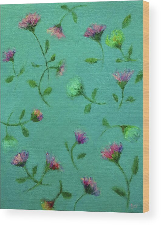 Floral Art Wood Print featuring the painting A Shower of Flowers by Mary Wolf