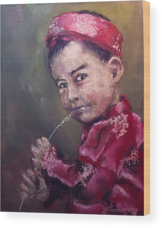 Vietnamese Wood Print featuring the pastel A Taste Of Royalty by Jim Fronapfel