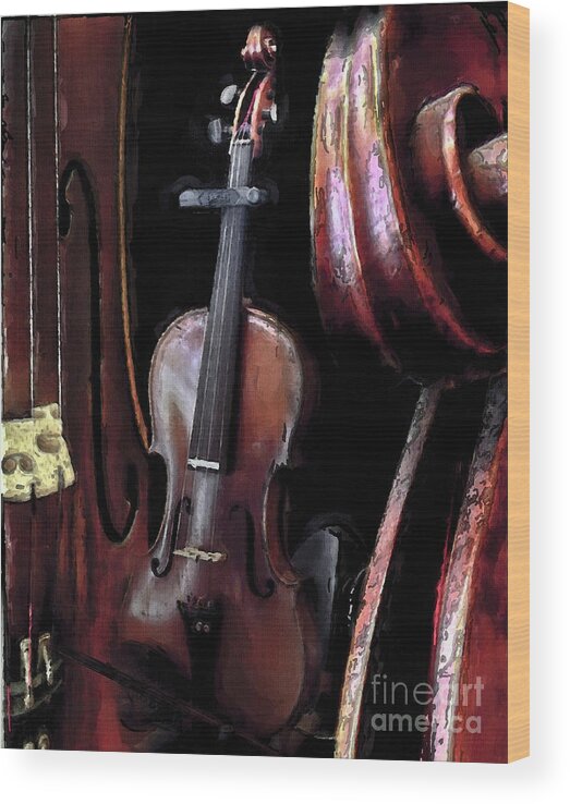 Violin Wood Print featuring the photograph A45 by Tom Griffithe