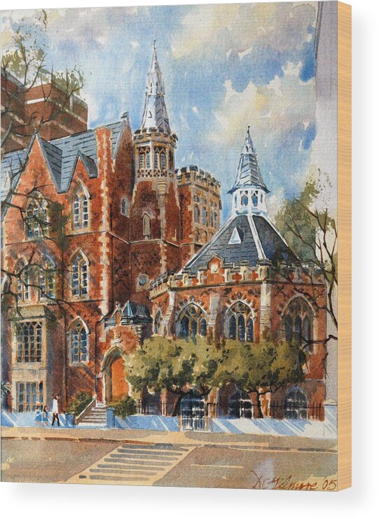 London Uk Wood Print featuring the painting Abercorn-The Old Grammar School by David Gilmore