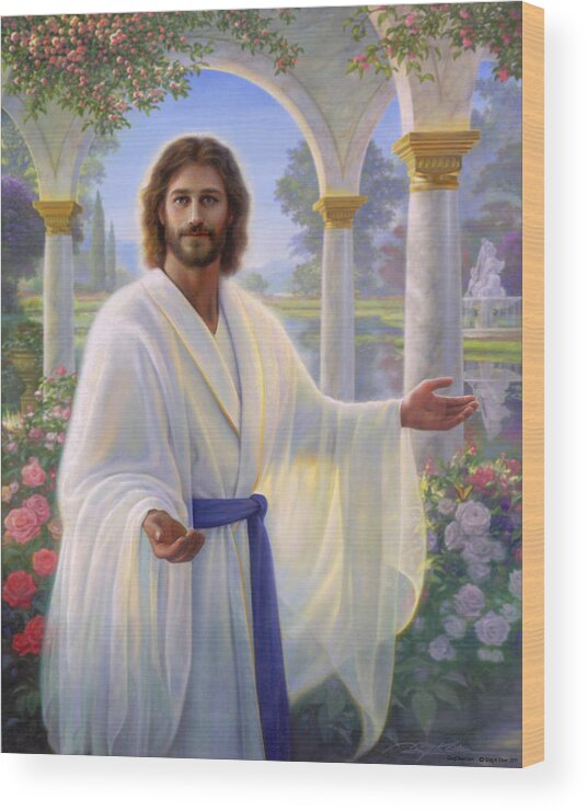 Jesus Wood Print featuring the painting Abide With Me by Greg Olsen