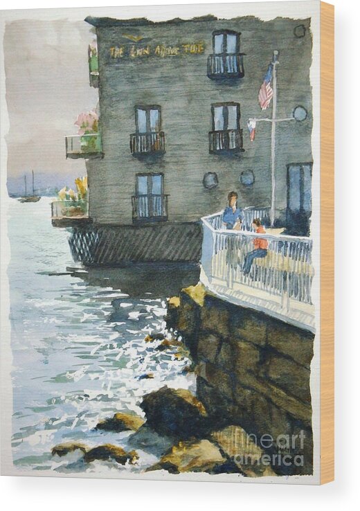 Landscape Wood Print featuring the painting Above Tide Hotel by John West