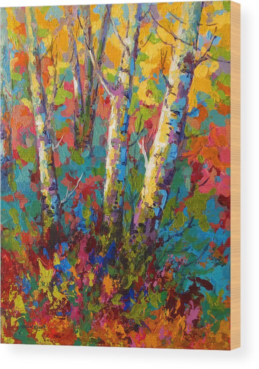 Trees Wood Print featuring the painting Abstract Autumn II by Marion Rose