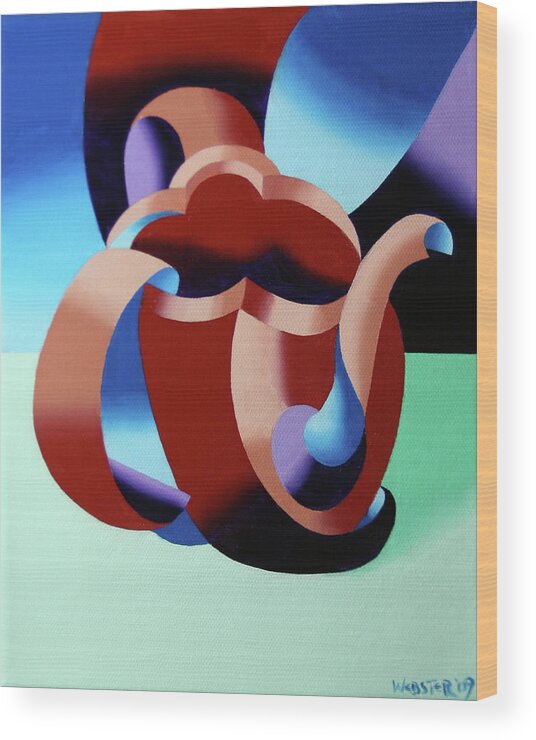 Tea Wood Print featuring the painting Abstract Futurist Teapot by Mark Webster