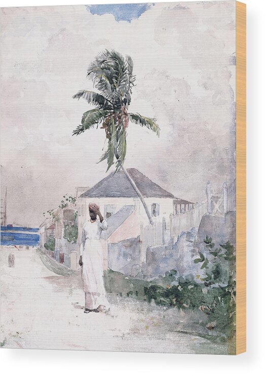 Along The Road Wood Print featuring the painting Along the Road  Bahamas 1885 by Winslow Homer
