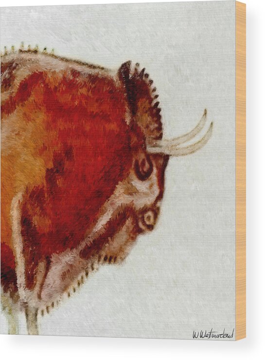 Altamira Wood Print featuring the digital art Altamira Prehistoric Bison Detail by Weston Westmoreland