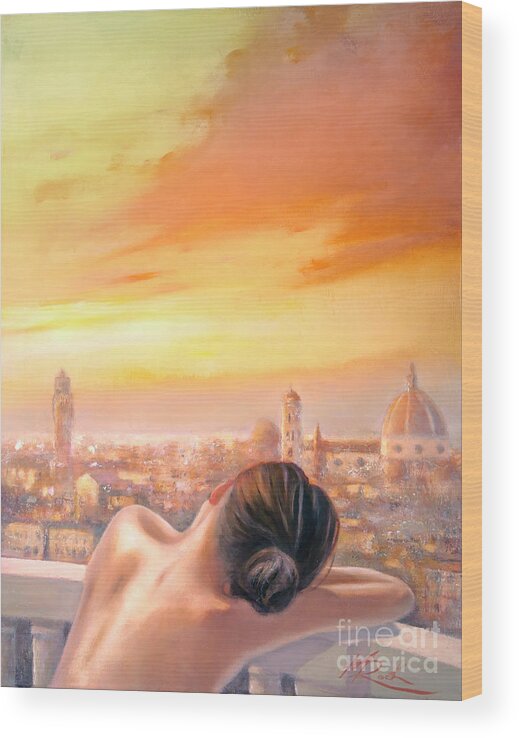 Amore Di Firenze Wood Print featuring the painting Amore di Firenze Love of Florence by Michael Rock