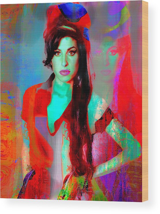 Amy Winehouse Wood Print featuring the digital art Amy by Mal Bray