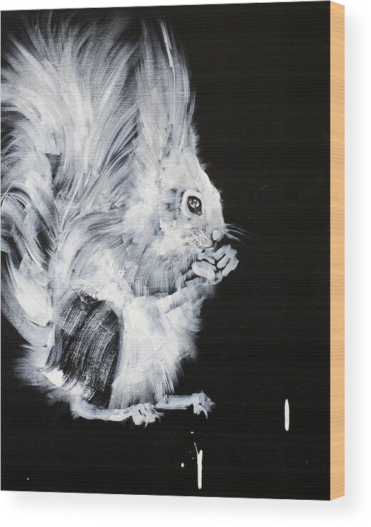 Squirrel Wood Print featuring the painting AND THE WORLD GOES ON #squirrel by Fabrizio Cassetta