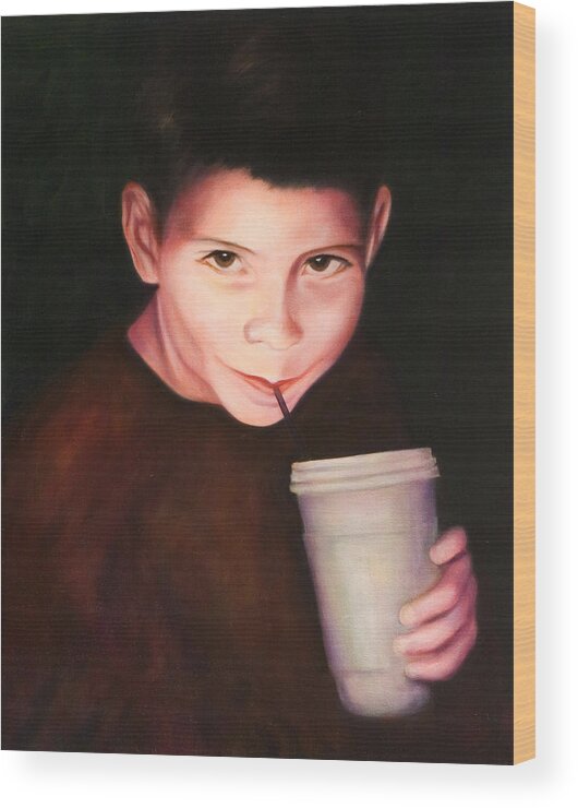 Boy Wood Print featuring the painting Andrew by Shannon Grissom