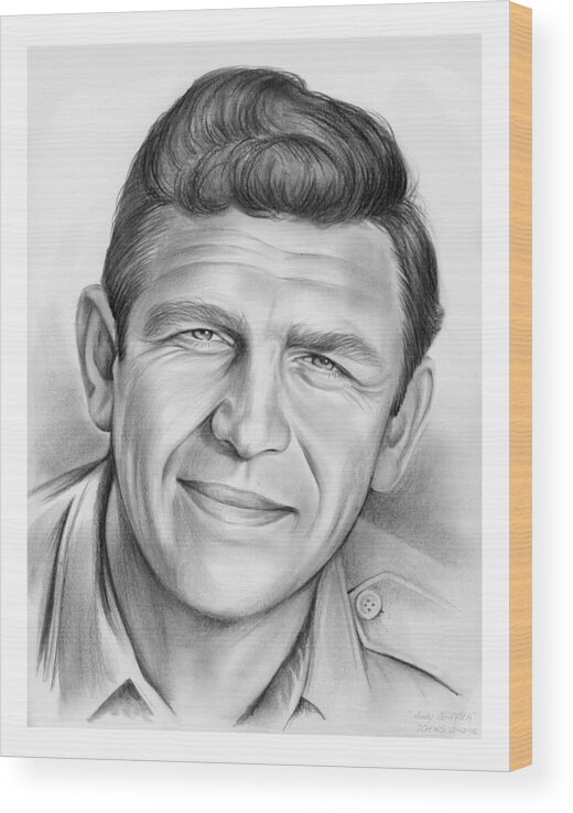 Andy Griffith Wood Print featuring the drawing Andy Griffith by Greg Joens