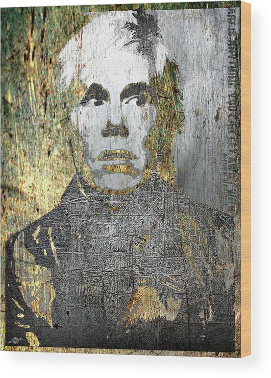 Metal Wood Print featuring the mixed media Andy Warhol by Tony Rubino