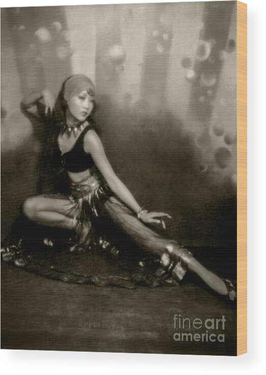 Anna May Wong Wood Print featuring the photograph Anna May Wong by Sad Hill - Bizarre Los Angeles Archive