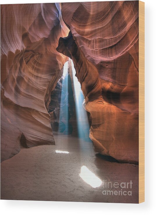 Beams Wood Print featuring the photograph Antelope Canyon Twin Beams by Martin Konopacki