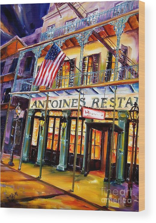 New Orleans Wood Print featuring the painting Antoines in New Orleans by Diane Millsap