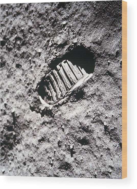 Astronomy Wood Print featuring the photograph Apollo 11 Footprint on the Moon by NASA Science Source