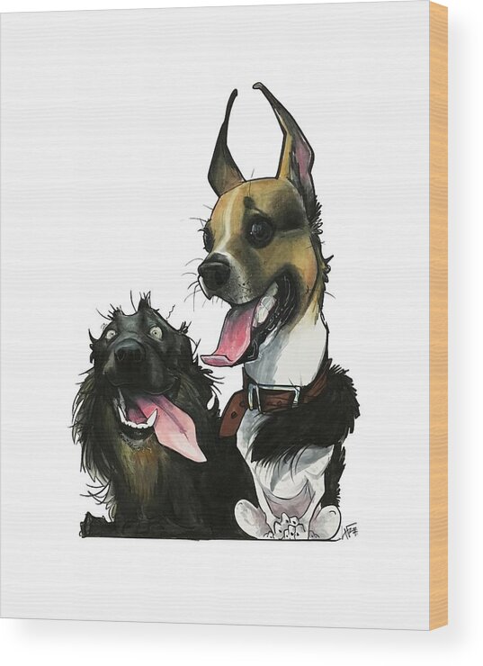 Dog Portrait Wood Print featuring the drawing Archer 3416 by John LaFree