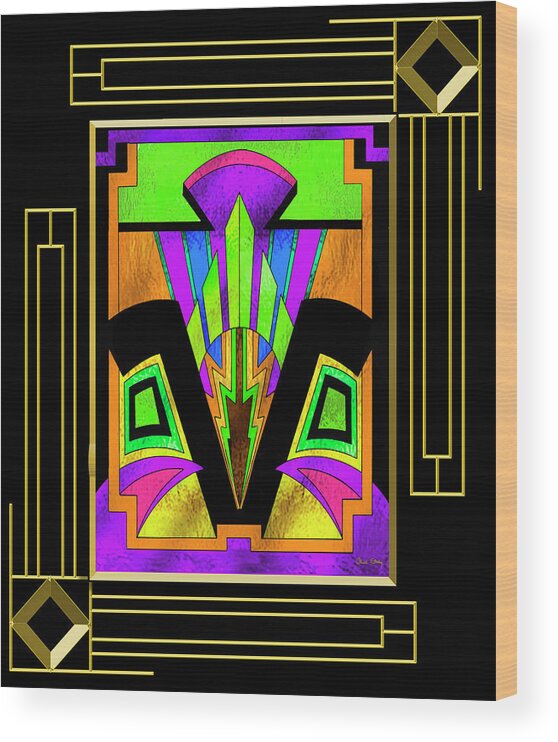 Art Deco Wood Print featuring the digital art Art Deco 5 B - Frame 5 by Chuck Staley