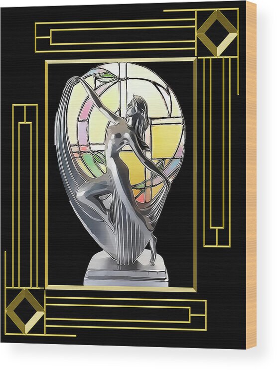 Art Deco Wood Print featuring the digital art Art Deco Lamp - Frame 5 by Chuck Staley