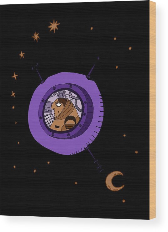 Astronaut Wood Print featuring the digital art Astronaut in deep space by Piotr Dulski