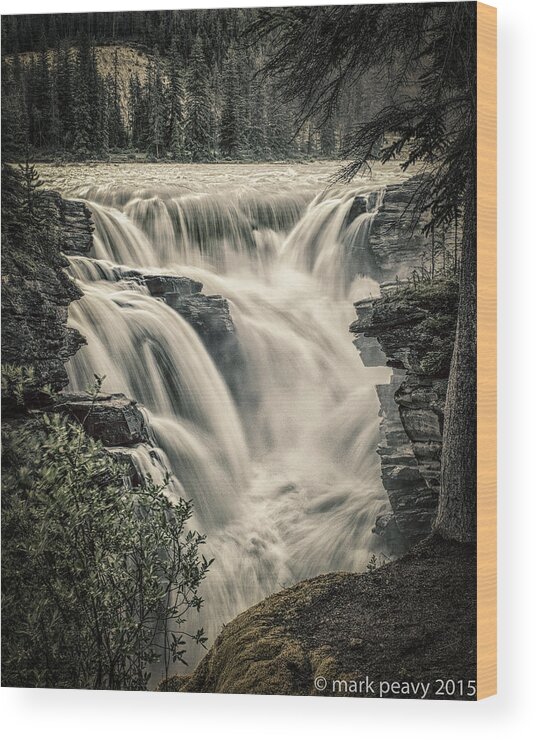 Athabasca Falls Wood Print featuring the photograph Athabasca Falls by Mark Peavy