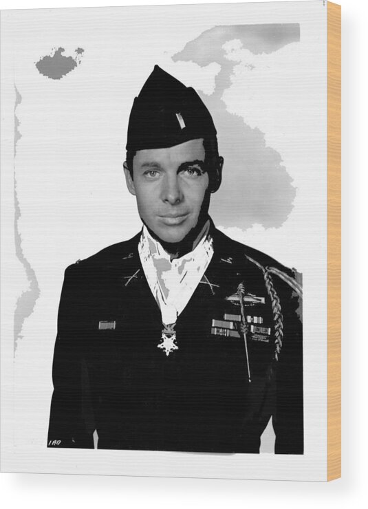 Medal Of Honor Audie Murphy Circa 1945 Wood Print featuring the photograph Medal of honor winner Audie Murphy circa 1945-2015 by David Lee Guss