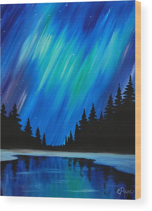 Aurora Borealis Wood Print featuring the painting Aurora Borealis by Emily Page